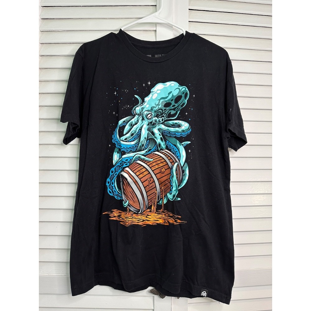 Into the AM Men's Size L Black Octopus with Whiskey Cask T-Shirt